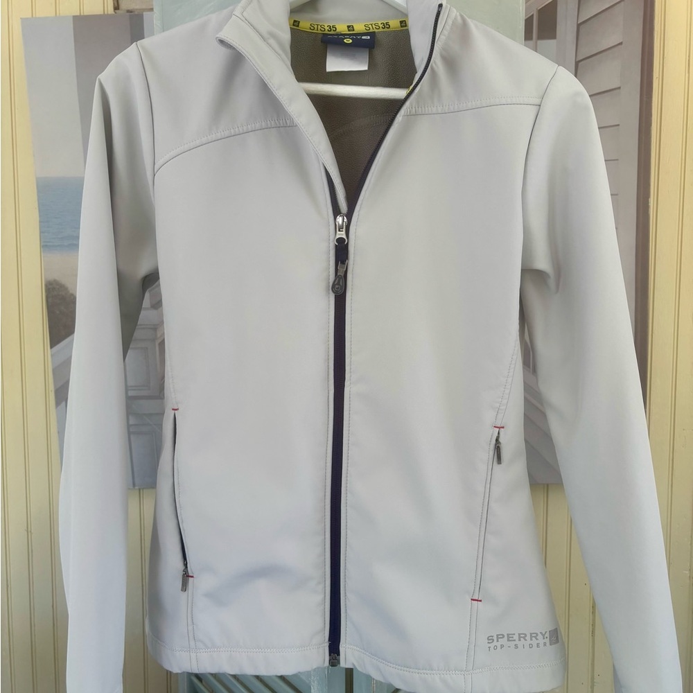 Sperry light Gray Utility Jacket with Standing Collar